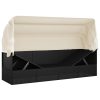 Outdoor Lounge Bed with Roof and Cushions Black Poly Rattan