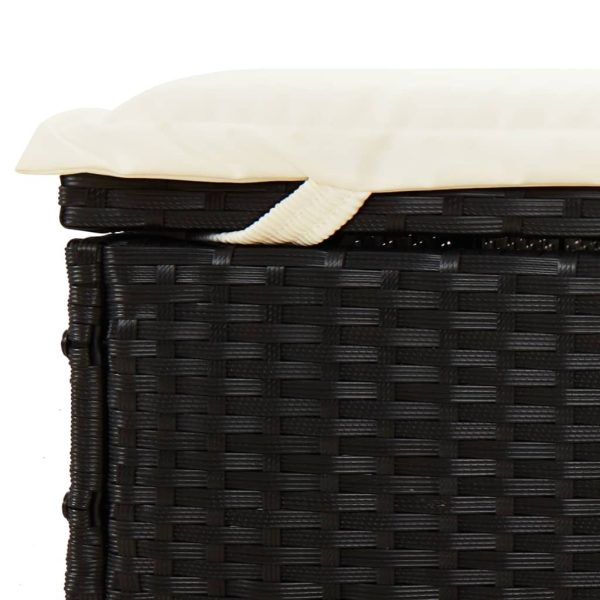 2-Person Sunbed with Round Roof Black 211x112x140 cm Poly Rattan