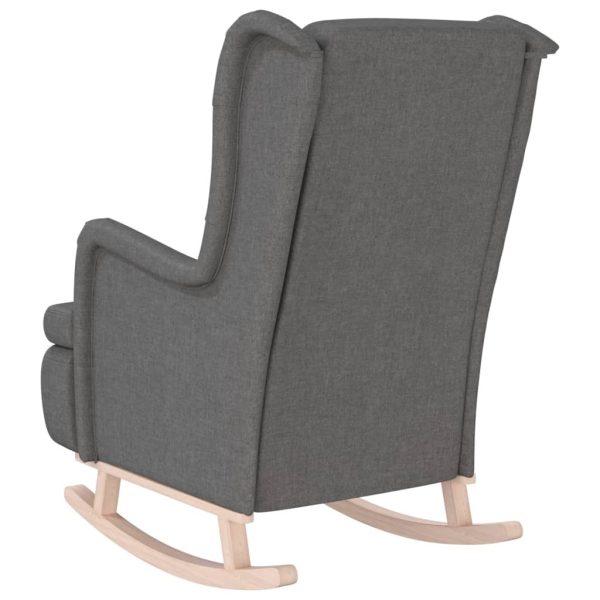 Armchair with Solid Rubber Wood Rocking Legs Light Grey Fabric