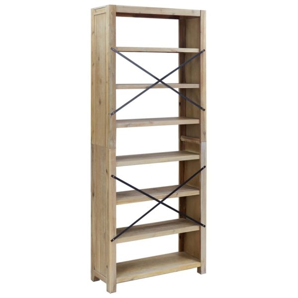 7-Tier Bookcase 80x30x200 cm Solid Wood Acacia