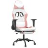 Massage Gaming Chair with Footrest White&Pink Faux Leather