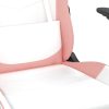 Massage Gaming Chair with Footrest White&Pink Faux Leather