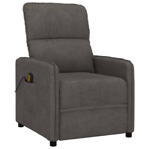 Massage Recliner Chair Dark Grey Microfiber Fabric