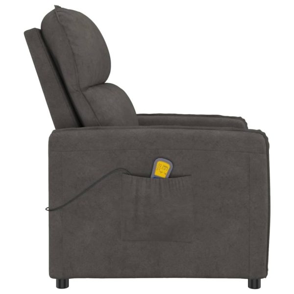 Massage Recliner Chair Dark Grey Microfiber Fabric