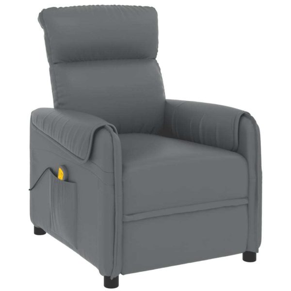 Massage Recliner Chair Grey Faux Leather