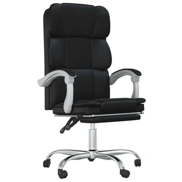 Reclining Office Chair Black Faux Leather