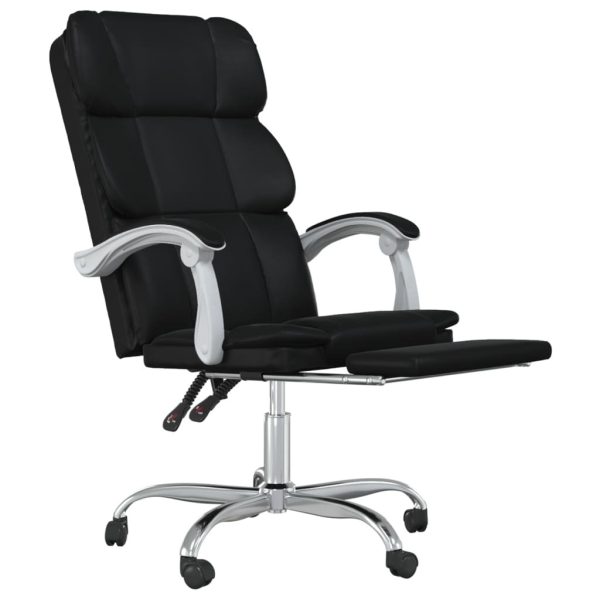 Reclining Office Chair Black Faux Leather