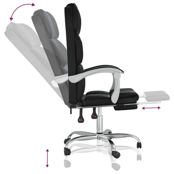 Reclining Office Chair Black Faux Leather