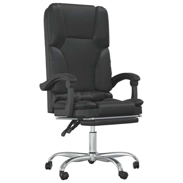 Massage Reclining Office Chair Black Faux Leather