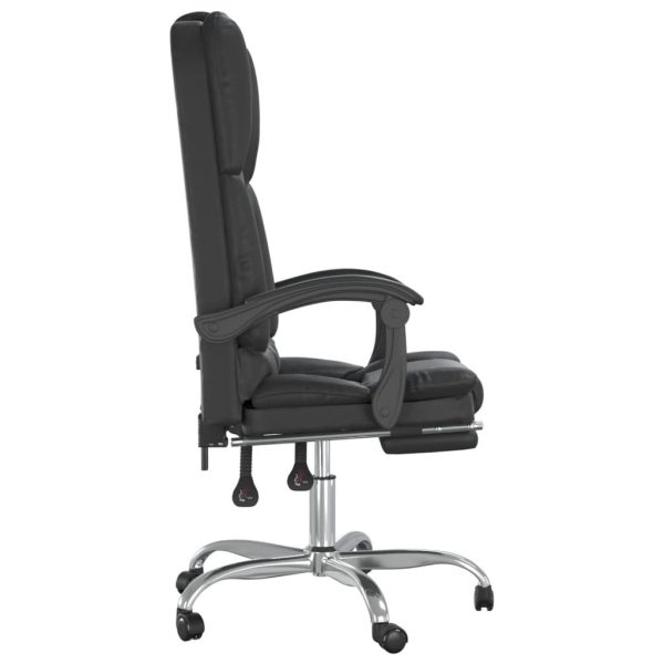 Massage Reclining Office Chair Black Faux Leather