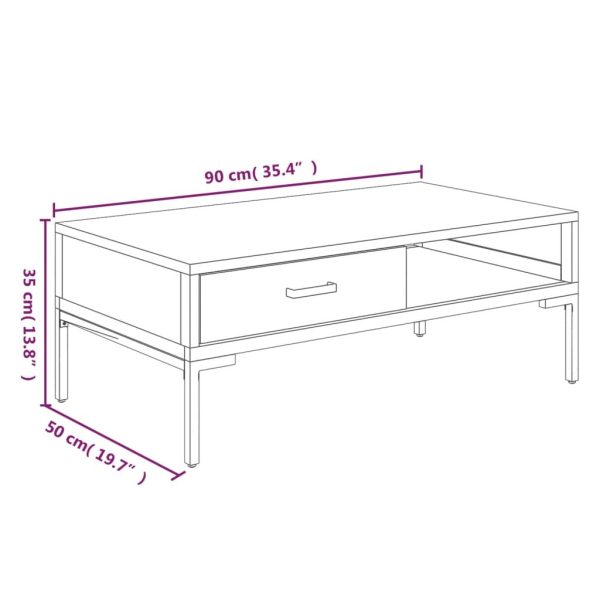 Coffee Table 90x50x35 cm Solid Recycled Pinewood