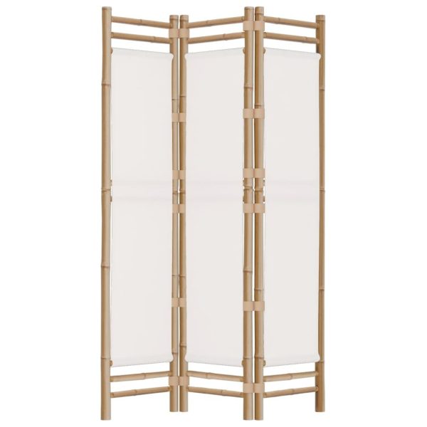 Cumbernauld Folding 3-Panel Room Divider 120 cm Bamboo and Canvas