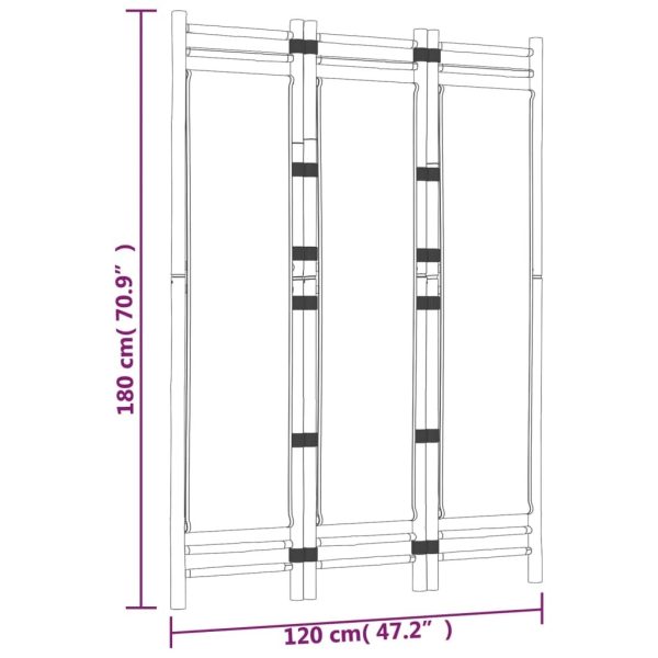 Cumbernauld Folding 3-Panel Room Divider 120 cm Bamboo and Canvas