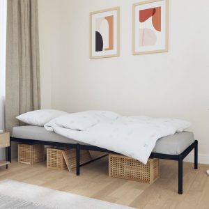 Metal Bed Frame Black 92×187 cm Single