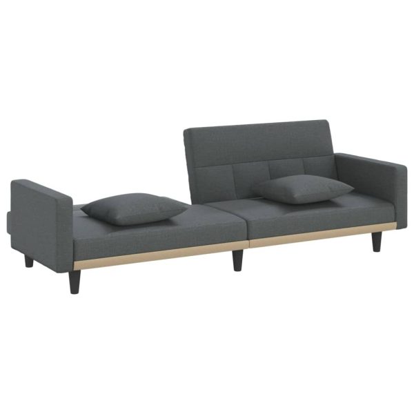 Sofa Bed with Cushions Dark Grey Fabric