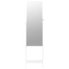 Mirror Jewellery Cabinet Free Standing White 42x38x152 cm