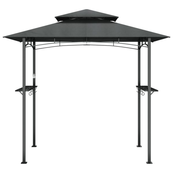 BBQ Gazebo with Side Shelves Anthracite 240x150x243 cm Steel