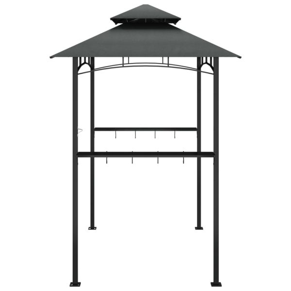 BBQ Gazebo with Side Shelves Anthracite 240x150x243 cm Steel