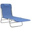 Folding Sun Loungers 2 pcs Blue Textilene and Steel