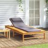 Sun Lounger with Dark Grey Cushion and Pillow Solid Wood Acacia