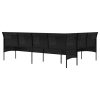 L-shaped Garden Sofa with Cushions Black Poly Rattan