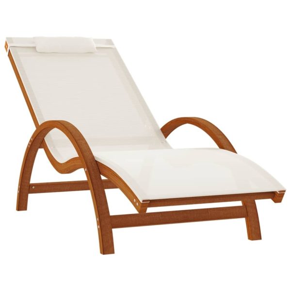 Sun Lounger with Pillow Textilene and Solid Wood Poplar