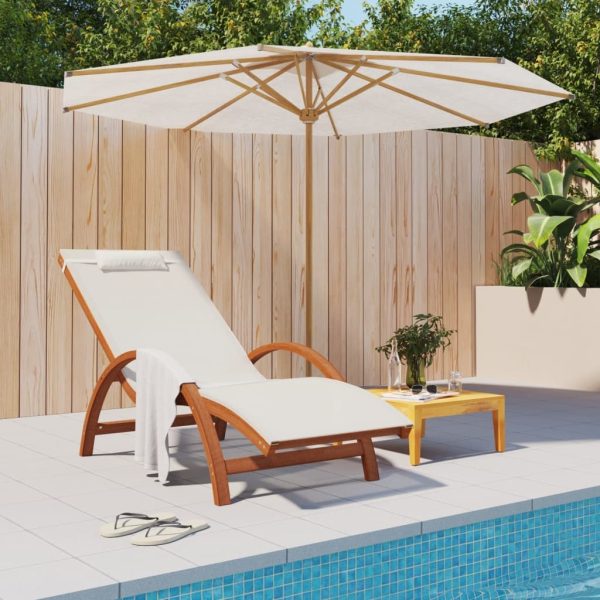 Sun Lounger with Pillow Textilene and Solid Wood Poplar