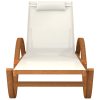 Sun Lounger with Pillow White Textilene and Solid Wood Poplar