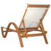 Sun Lounger with Pillow White Textilene and Solid Wood Poplar