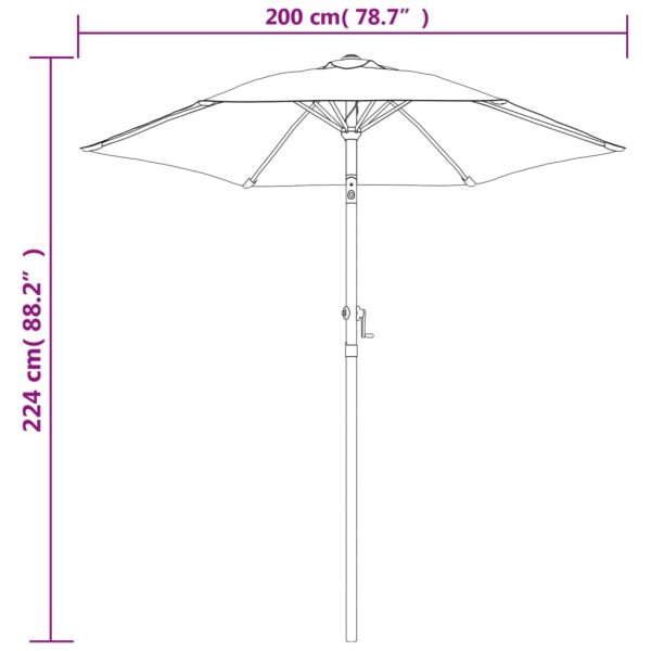 Parasol Burgundy 200×224 cm Aluminium