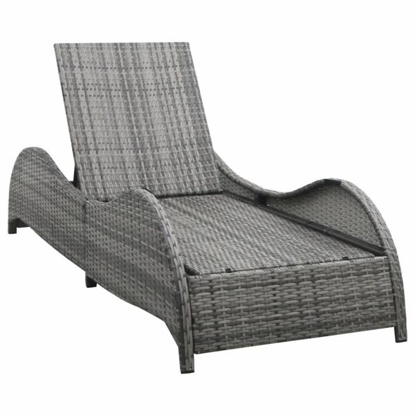 Sun Lounger with Cushion Poly Rattan Anthracite