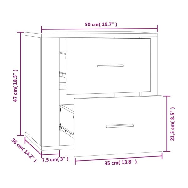 Detroit Wall-mounted Bedside Cabinet White 50x36x47 cm