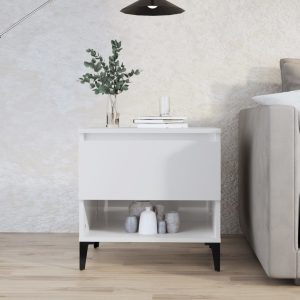 Darlaston Side Table High Gloss White 50x46x50 cm Engineered Wood