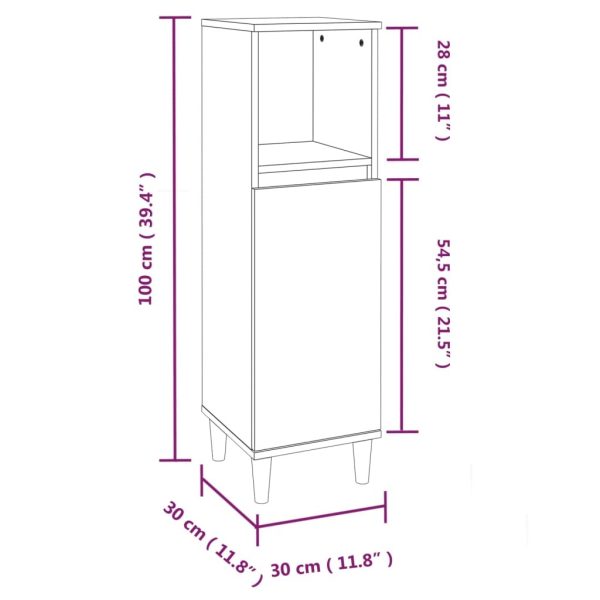 Bathroom Cabinet White 30x30x100 cm Engineered Wood