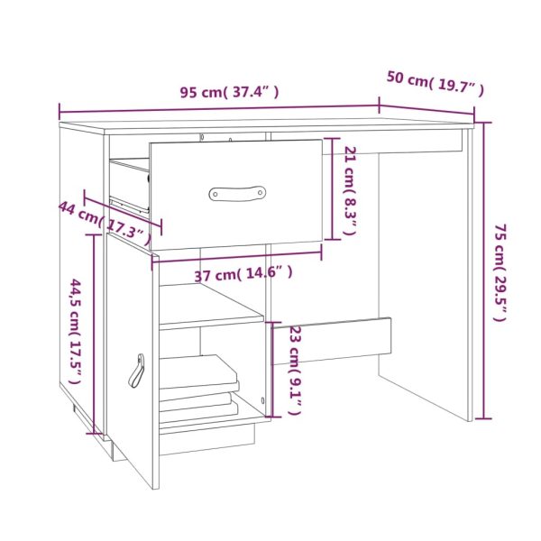 Desk 95x50x75 cm Solid Wood Pine