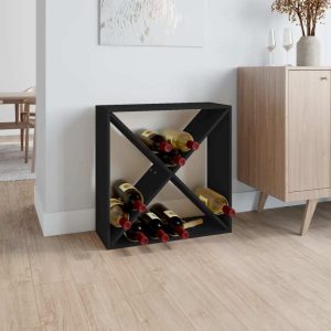 Wine Cabinet Black 62x25x62 cm Solid Wood Pine