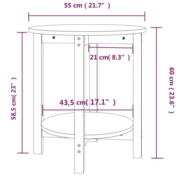 Coffee Table Ø 55×60 cm Solid Wood Pine