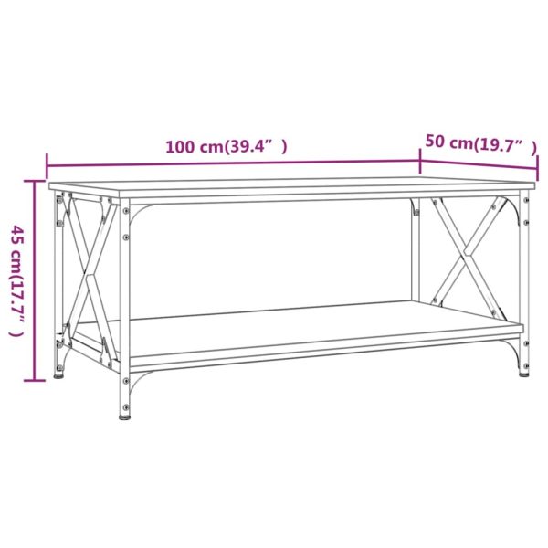 Coffee Table Black 100x50x45 cm Engineered Wood and Iron