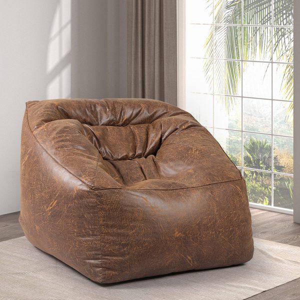 Bean Bag Chair Cover PU Leather Home Accent Game Seat Lazy Sofa Rustic