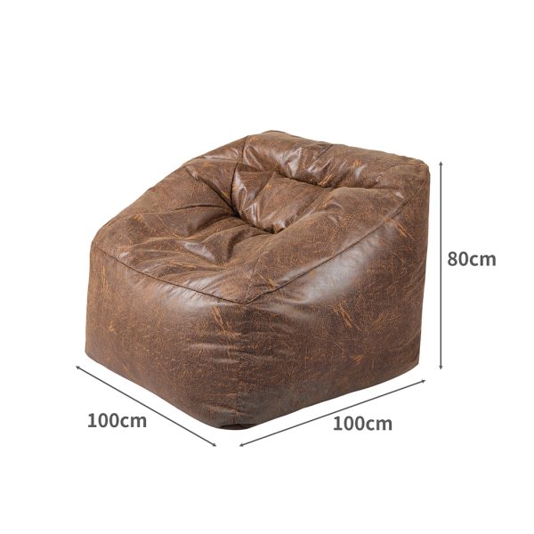 Bean Bag Chair Cover PU Leather Home Accent Game Seat Lazy Sofa Rustic