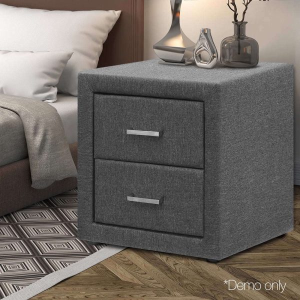 Hythe Fabric Bedside Table – Grey