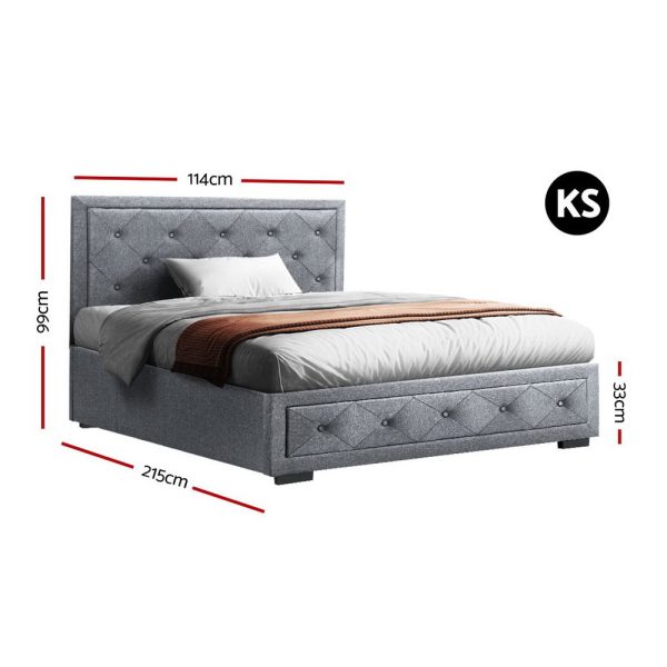 Clyde Bed Frame King Single Size Gas Lift Base With Storage Mattress Fabric