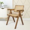 1x Dining Chair Solid Wood Rattan Armchair Wicker Accent Lounge Chairs