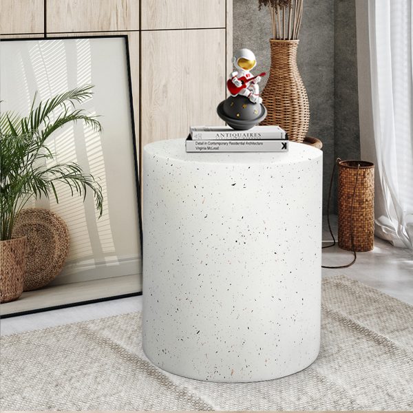 Waianae Side Table Terrazzo Round Side Table Magnesia Stone Concrete Stool