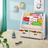 4 tier Kids Bookshelf Wooden Bookcase Children Toy Organiser Display Rack