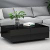 Modern Coffee Table 4 Storage Drawers High Gloss Living Room Furniture Black
