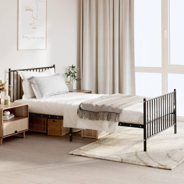 Metal Bed Frame Black 92×187 cm Single