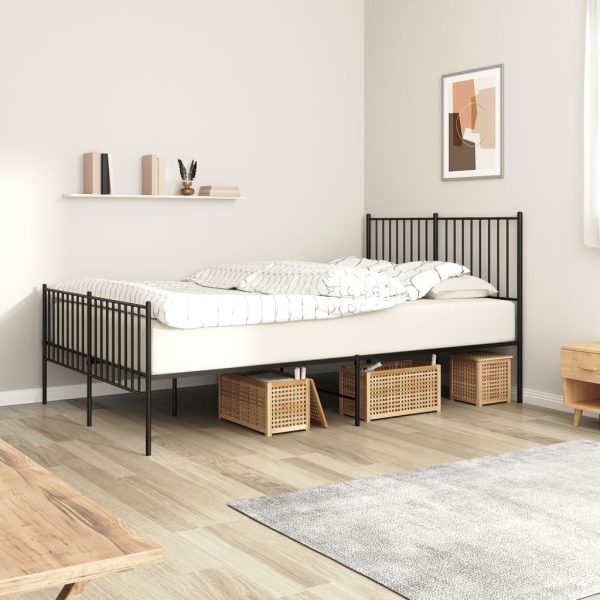 Metal Bed Frame Black 92×187 cm Single