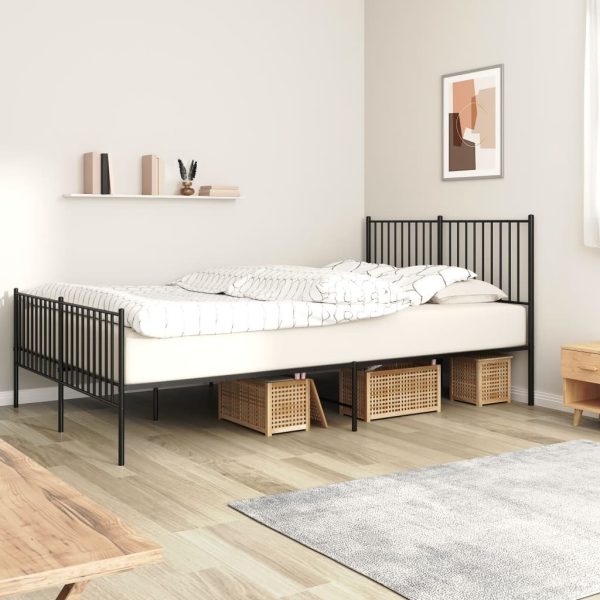 Metal Bed Frame Black 92×187 cm Single