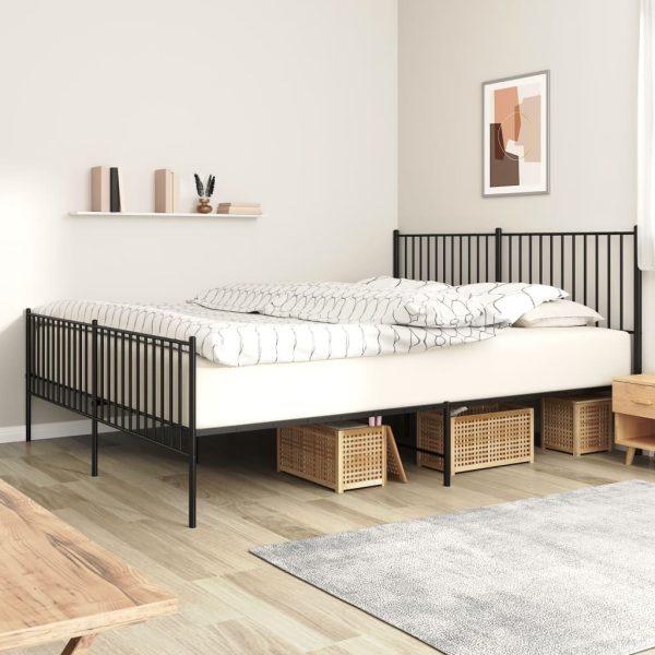 Metal Bed Frame Black 92×187 cm Single